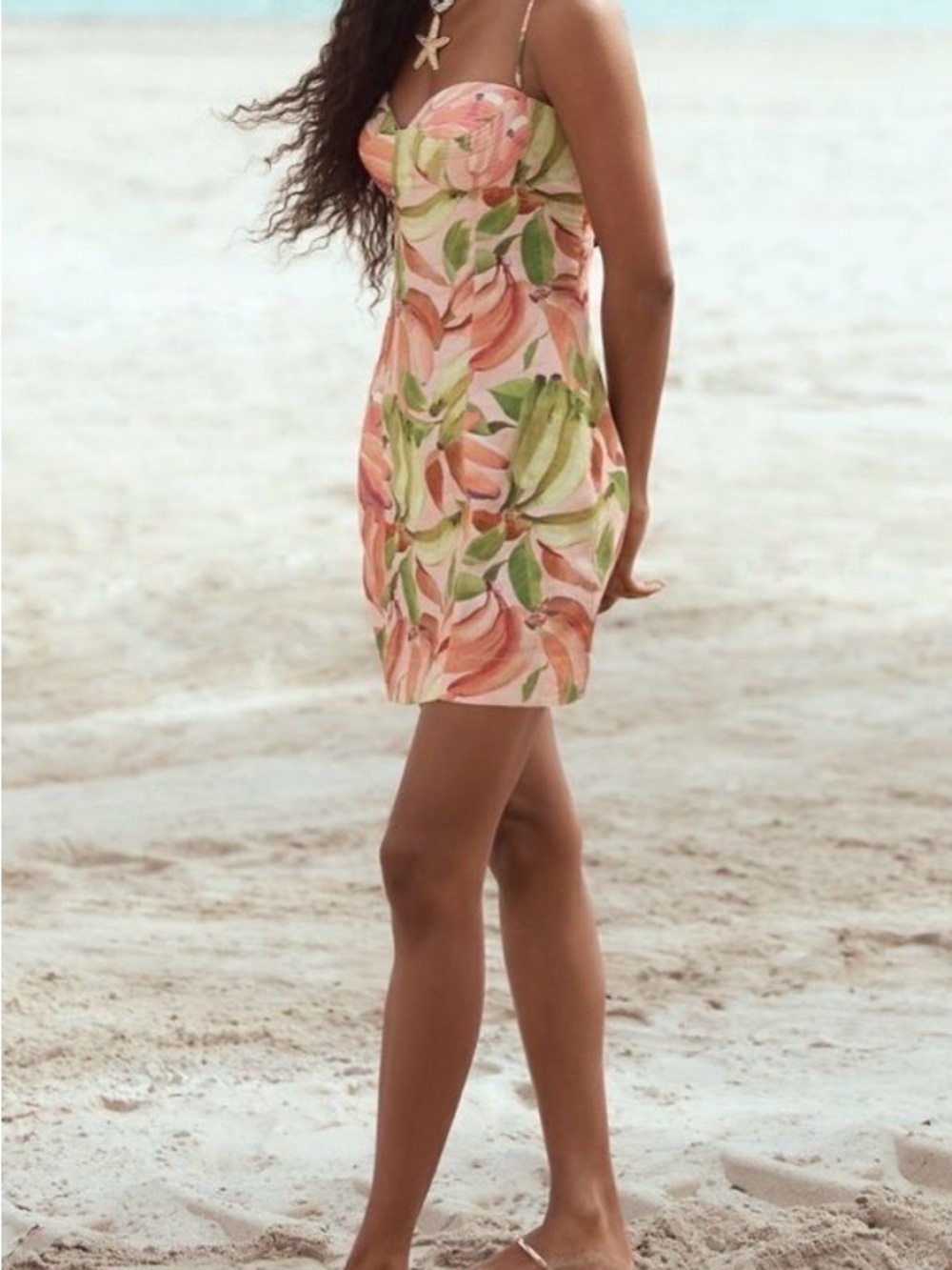 Farm Rio x Anthropologie Linen Sweetheart Slim Mini Dress